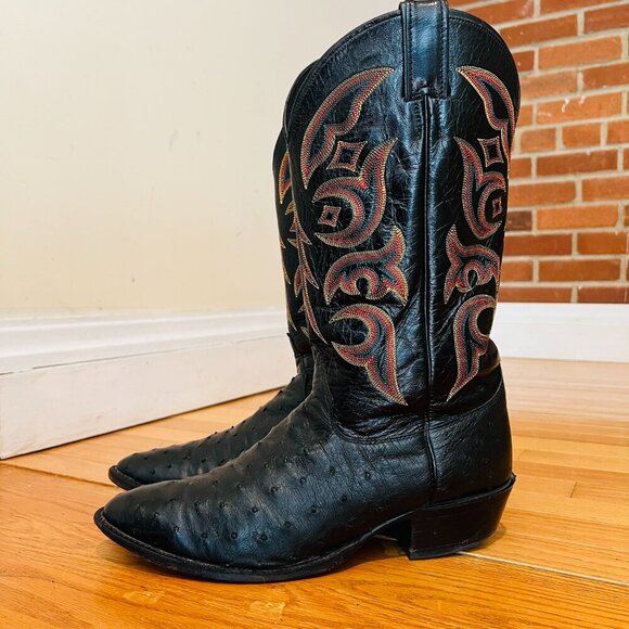 Other - JUSTIN 8933 Made in USA Quill Ostrich Skin Western Cowboy Leather Boots Size 11